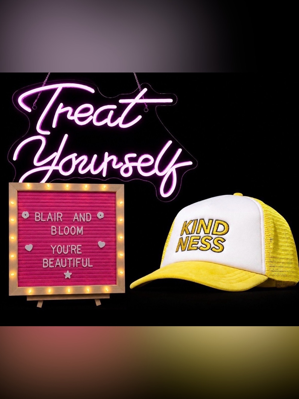 Beekman 1802 KINDNESS Embroidered Trucker Hat - Yellow & White